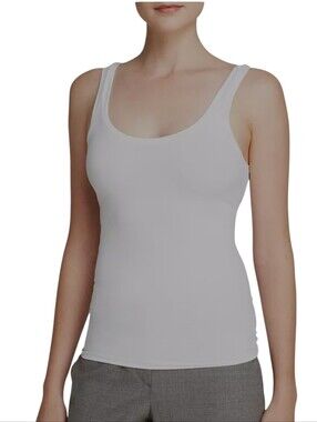 Theory White Tubular Tank Top Minimalist Elevated Basic Scoop Neck size small